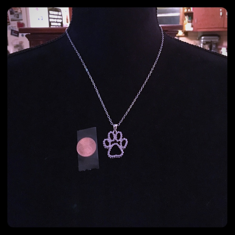Purple sequin paw print necklace